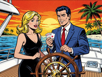 Flux 2 Turbo — Luxury Yacht Romance — Pop Art