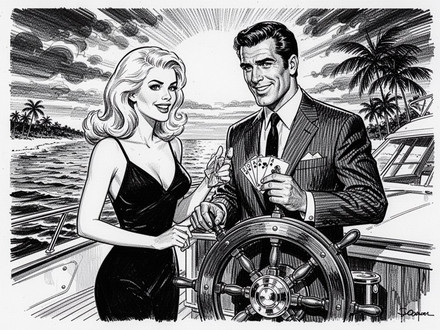 Luxury Yacht Romance — Pulp Ink — Flux 2 Turbo