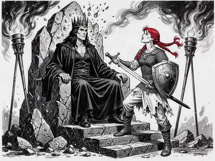 The Shieldmaiden and the Dark Lord — Pulp Ink — Flux 2 Turbo