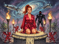 Flux 2 Turbo — Altar of Desire — Retro Sci-Fi