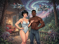 Flux 2 Turbo — Cabin in the Woods — Retro Sci-Fi