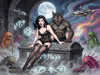 Flux 2 Turbo — Moonlit Horror-Erotica Blend — Retro Sci-Fi