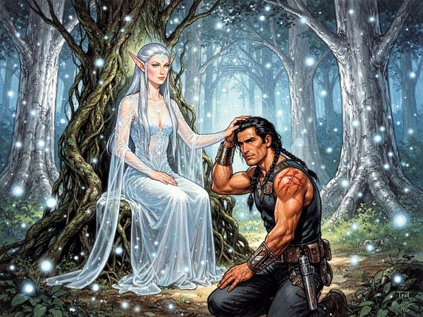 Flux 2 Turbo — The Elven Queen's Champion — Retro Sci-Fi