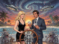 Flux 2 Turbo — Luxury Yacht Romance — Retro Sci-Fi