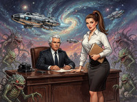 Flux 2 Turbo — Office Heat Classics — Retro Sci-Fi