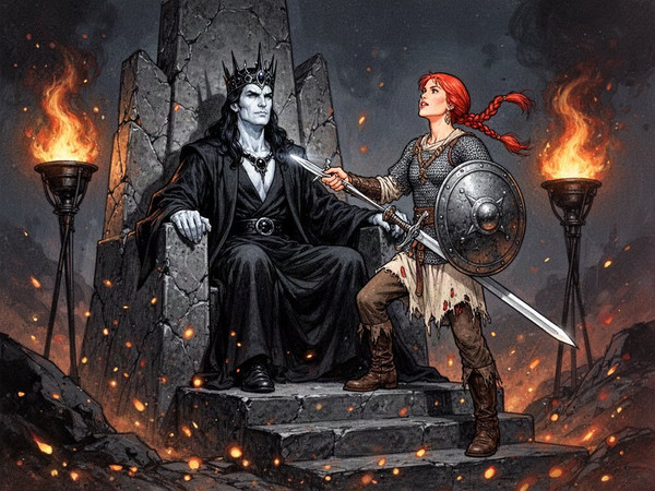 Flux 2 Turbo — The Shieldmaiden and the Dark Lord — Retro Sci-Fi