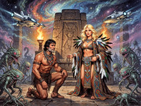 Flux 2 Turbo — Tribal Guardian's Desire — Retro Sci-Fi