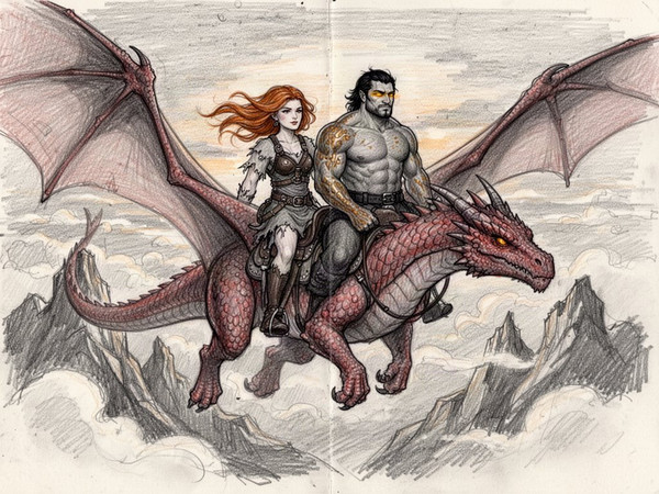 Flux 2 Turbo — Dragonrider at Dawn — Sketch