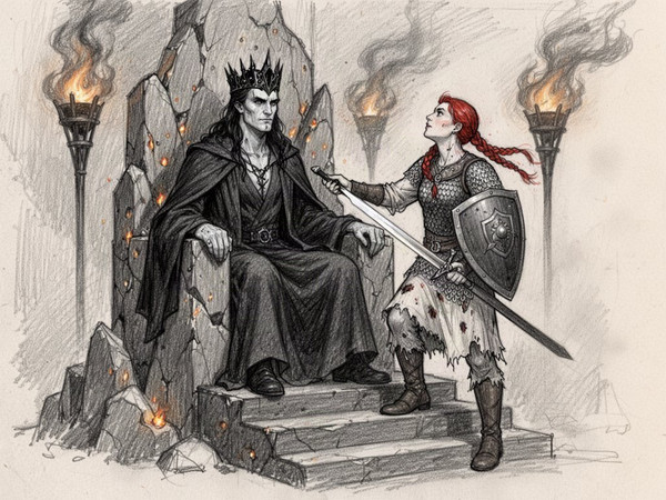 Flux 2 Turbo — The Shieldmaiden and the Dark Lord — Sketch