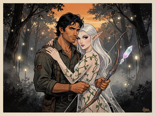 Flux 2 Turbo — Fantasy Romance in the Whispering Grove — Vintage Poster