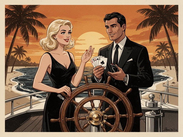 Flux 2 Turbo — Luxury Yacht Romance — Vintage Poster
