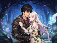 Flux 2 Dev generated image for Fantasy Romance in the Whispering Grove - Anime