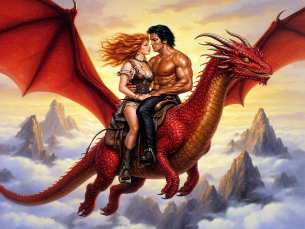 Flux 2 Dev — Dragonrider at Dawn — Classic Romance