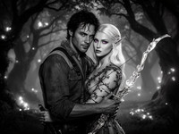 Flux 2 Dev generated image for Fantasy Romance in the Whispering Grove - Film Noir
