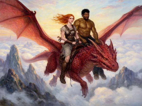 Flux 2 Dev — Dragonrider at Dawn — Impressionism