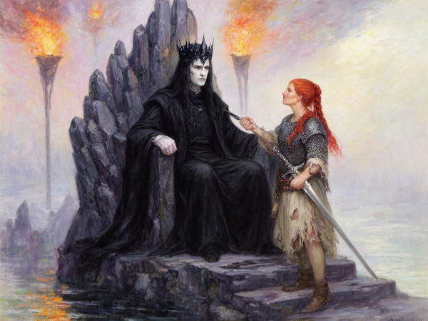 Flux 2 Dev — The Shieldmaiden and the Dark Lord — Impressionism