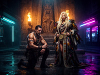 Flux 2 Dev generated image for Tribal Guardian's Desire - Neo Noir