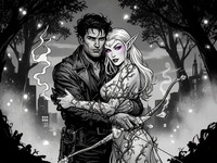 Flux 2 Dev generated image for Fantasy Romance in the Whispering Grove - Noir Comic
