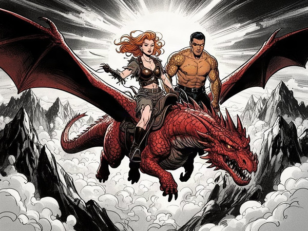 Flux 2 Dev — Dragonrider at Dawn — Noir Comic