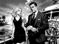 Flux 2 Dev generated image for Luxury Yacht Romance - Noir Comic