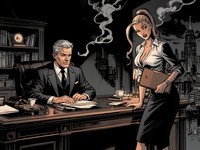 Flux 2 Dev generated image for Office Heat Classics - Noir Comic