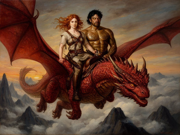 Flux 2 Dev — Dragonrider at Dawn — Oil Painting