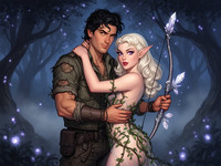 Flux 2 Dev generated image for Fantasy Romance in the Whispering Grove - Pin-Up