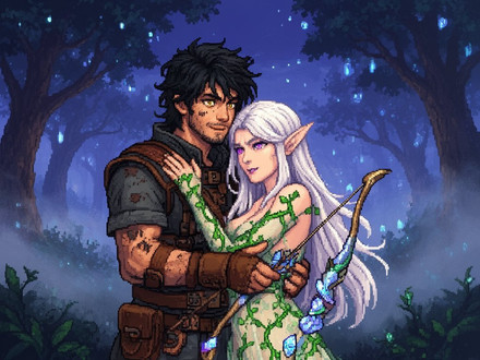 Fantasy Romance in the Whispering Grove — Pixel Art — Flux 2 Dev