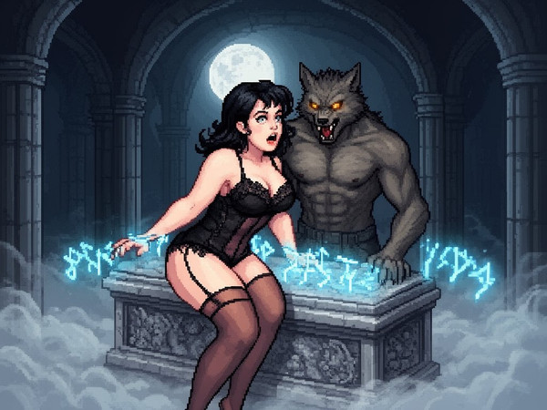 Flux 2 Dev — Moonlit Horror-Erotica Blend — Pixel Art
