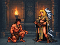 Flux 2 Dev — Tribal Guardian's Desire — Pixel Art