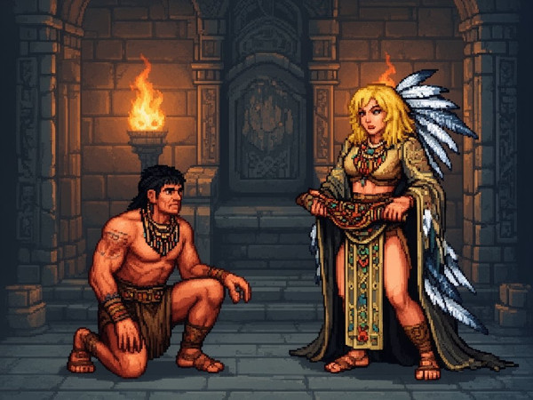 Flux 2 Dev — Tribal Guardian's Desire — Pixel Art