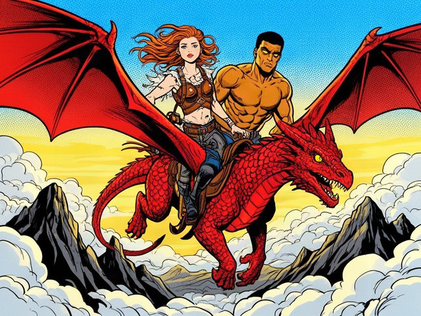 Flux 2 Dev — Dragonrider at Dawn — Pop Art