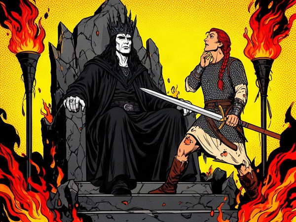 Flux 2 Dev — The Shieldmaiden and the Dark Lord — Pop Art