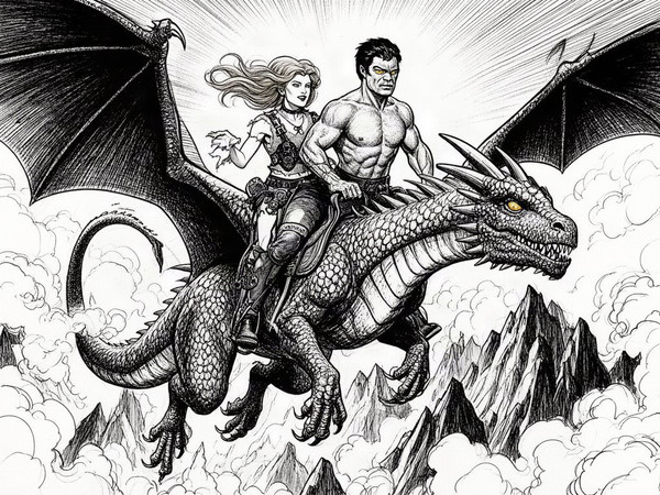 Flux 2 Dev — Dragonrider at Dawn — Pulp Ink