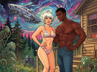 Flux 2 Dev generated image for Cabin in the Woods - Retro Sci-Fi