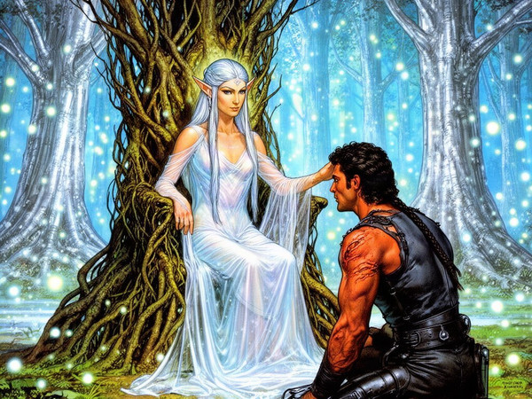 Flux 2 Dev — The Elven Queen's Champion — Retro Sci-Fi