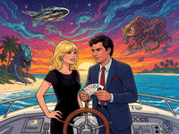 Flux 2 Dev generated image for Luxury Yacht Romance - Retro Sci-Fi