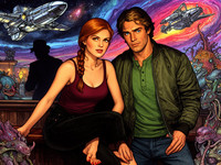 Flux 2 Dev generated image for Speakeasy Hidden Tension - Retro Sci-Fi