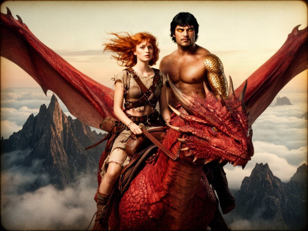 Flux 2 Dev — Dragonrider at Dawn — Retro