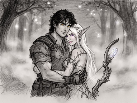 Fantasy Romance in the Whispering Grove — Sketch — Flux 2 Dev