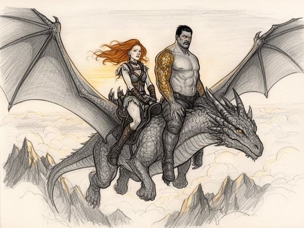 Flux 2 Dev — Dragonrider at Dawn — Sketch