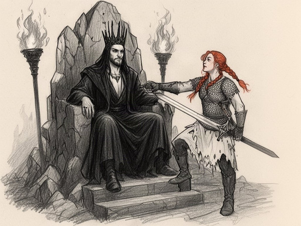 Flux 2 Dev — The Shieldmaiden and the Dark Lord — Sketch