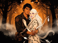 Flux 2 Dev — Fantasy Romance in the Whispering Grove — Vintage Poster