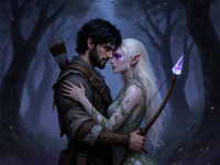 Flux Krea generated image for Fantasy Romance in the Whispering Grove - Digital Art