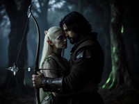 Flux Krea generated image for Fantasy Romance in the Whispering Grove - Dark Fantasy