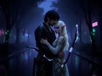 Flux Krea generated image for Fantasy Romance in the Whispering Grove - Neo Noir