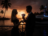 Flux Krea generated image for Luxury Yacht Romance - Neo Noir