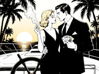 Flux Krea generated image for Luxury Yacht Romance - Noir Comic
