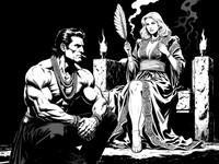 Flux Krea generated image for Tribal Guardian's Desire - Noir Comic