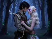 Flux Krea generated image for Fantasy Romance in the Whispering Grove - Pin-Up